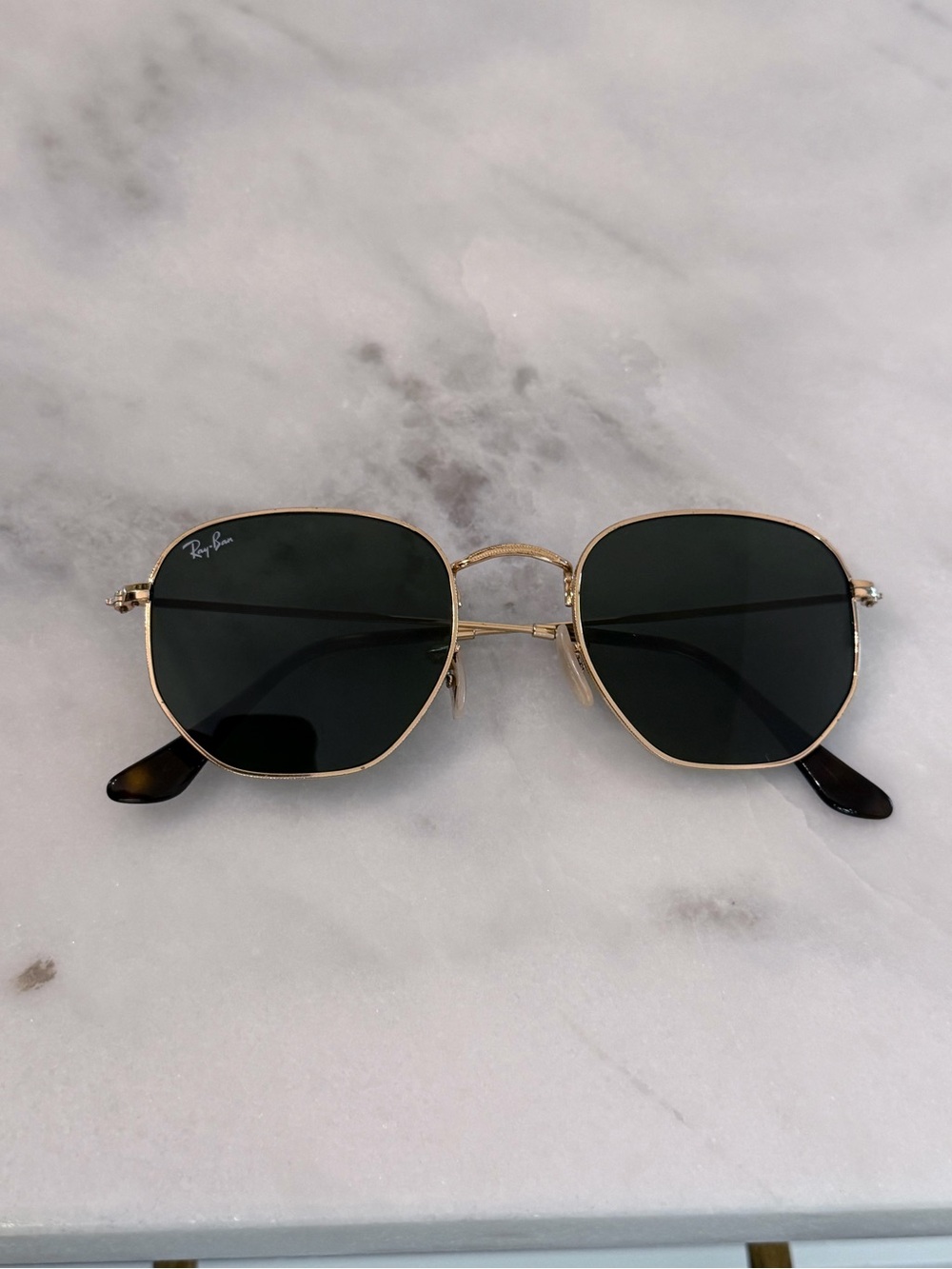 Ray-Ban Women's Gold Frame Sunglasses with Dark Lenses